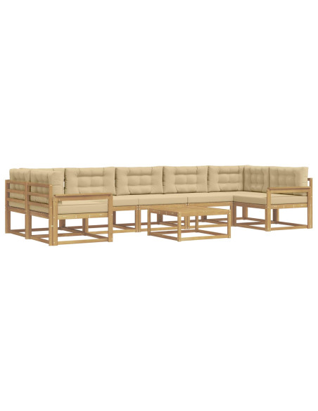 Set di divani da esterno con cuscino 6 pcs Bianco e Beige
