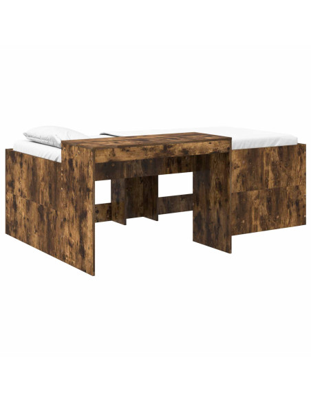Letto alto per bambini con scrivania Rovere Fumo 75 x 190 cm