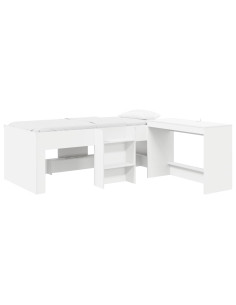 Letto alto per bambini con scrivania Bianco 98.5 x 200 cm