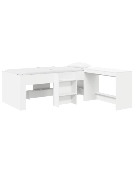 Letto alto per bambini con scrivania Bianco 98.5 x 200 cm
