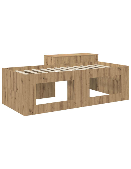 Letto alto per bambini con scrivania Rovere Artigianale
