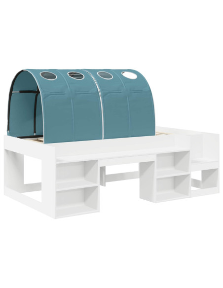 Letto con Tunnel 3 pcs Bianco e azzurro Legno ingegnerizzato