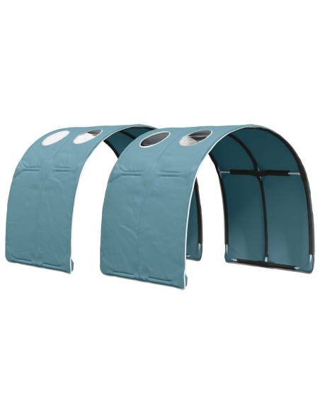 Letto con Tunnel 3 pcs Bianco e azzurro Legno ingegnerizzato