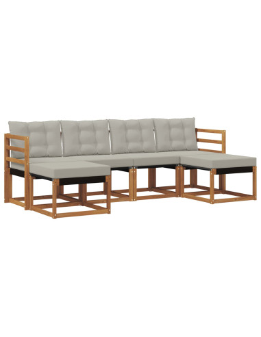 Set di divani da esterno 6 pcs Grigio Naturale e Chiaro