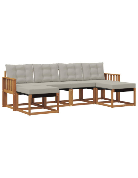 Set di divani da esterno 6 pcs Grigio Naturale e Chiaro