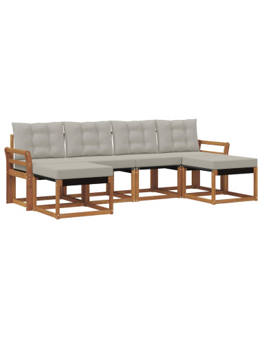 Set di divani da esterno 6 pcs Grigio Naturale e Chiaro