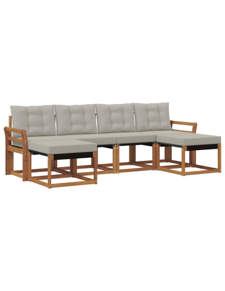 Set di divani da esterno 6 pcs Grigio Naturale e Chiaro