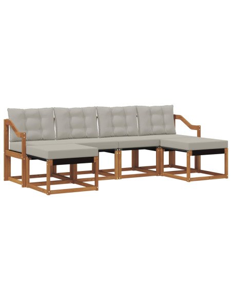 Set di divani da esterno 6 pcs Grigio Naturale e Chiaro