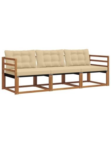 Set di divani da esterno con cuscino 3 pcs Naturale e Beige