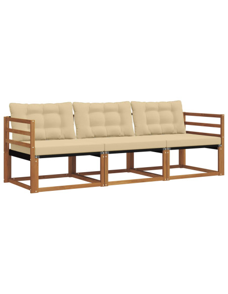 Set di divani da esterno con cuscino 3 pcs Naturale e Beige