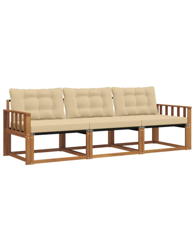 Set di divani da esterno con cuscino 3 pcs Naturale e Beige