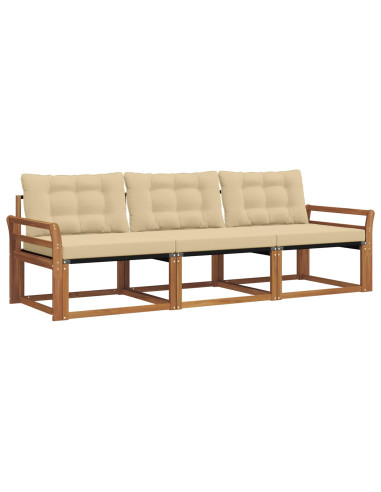 Set di divani da esterno con cuscino 3 pcs Naturale e Beige