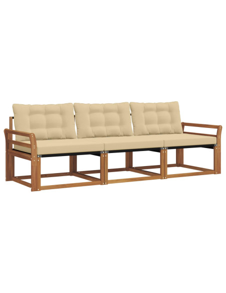 Set di divani da esterno con cuscino 3 pcs Naturale e Beige
