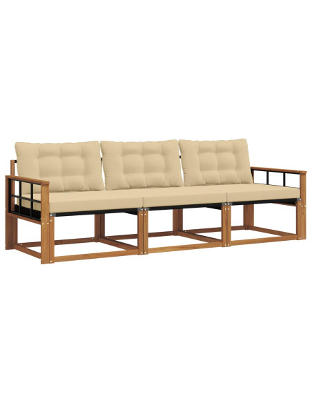 Set di divani da esterno con cuscino 3 pcs Naturale e Beige