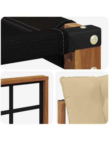 Set di divani da esterno con cuscino 3 pcs Naturale e Beige