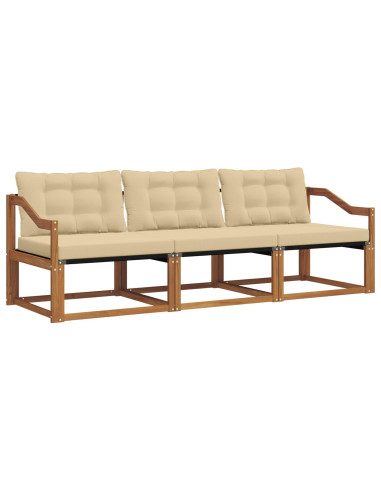 Set di divani da esterno con cuscino 3 pcs Naturale e Beige