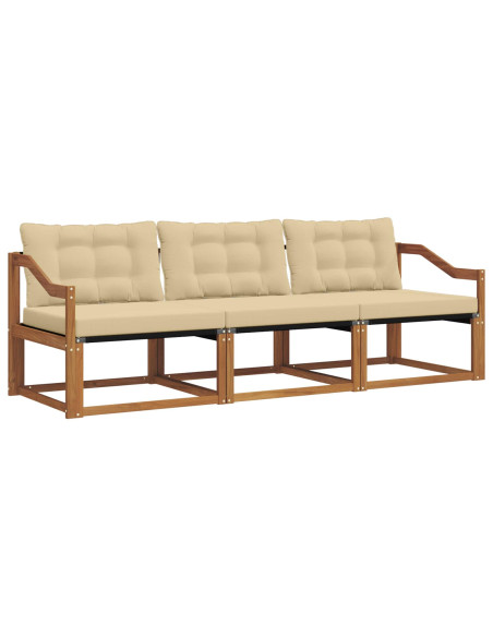 Set di divani da esterno con cuscino 3 pcs Naturale e Beige