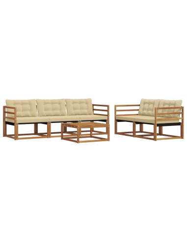 Set di divani da esterno con cuscino 6 pcs Naturale e Beige