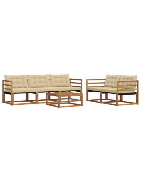 Set di divani da esterno con cuscino 6 pcs Naturale e Beige