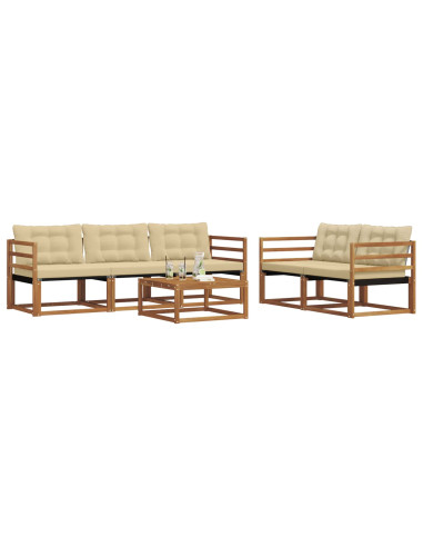 Set di divani da esterno con cuscino 6 pcs Naturale e Beige