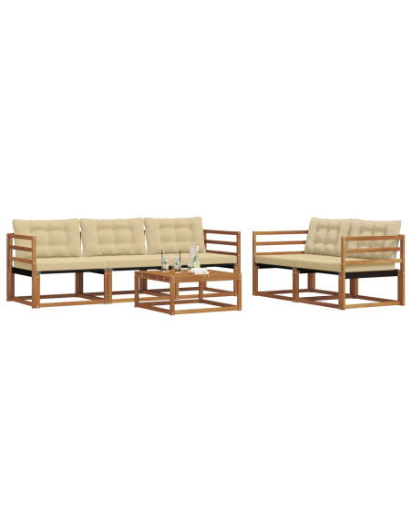 Set di divani da esterno con cuscino 6 pcs Naturale e Beige