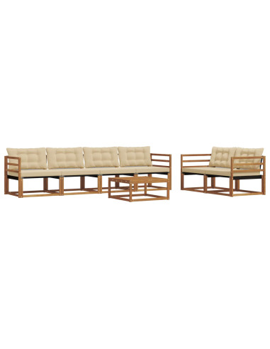 Set di divani da esterno con cuscino 7 pcs Naturale e Beige