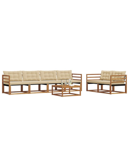 Set di divani da esterno con cuscino 7 pcs Naturale e Beige