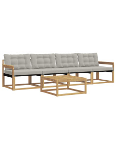 Set di divani da esterno 5 pcs Bianco e Grigio Chiaro 2