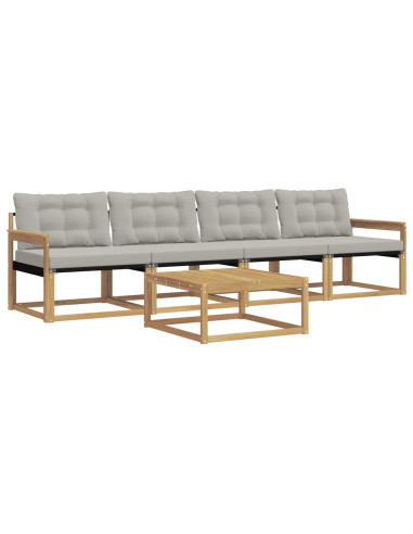 Set di divani da esterno 5 pcs Bianco e Grigio Chiaro