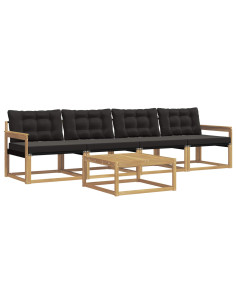 Set di divani da esterno 5 pcs Bianco e Nero 79 x 79 x 37 cm 2