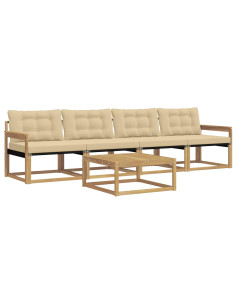 Set di divani da esterno 5 pcs Bianco e Beige 79 x 79 x 37 cm 2