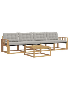 Set di divani da esterno 5 pcs Bianco e Grigio Chiaro 2