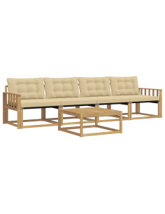 Set di divani da esterno 5 pcs Bianco e Beige 79 x 79 x 37 cm 2