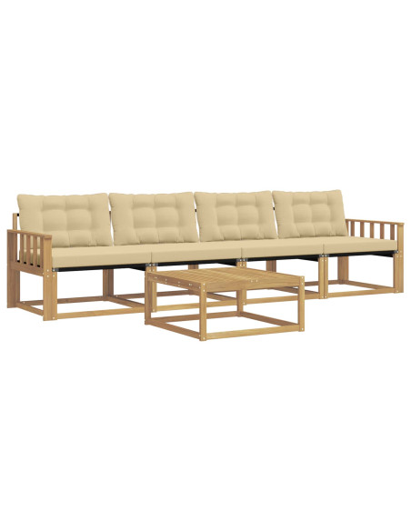 Set di divani da esterno 5 pcs Bianco e Beige 79 x 79 x 37 cm