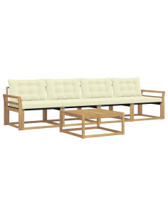 Set di divani da esterno 5 pcs Bianco e Crema 79 x 79 x 37 cm 2