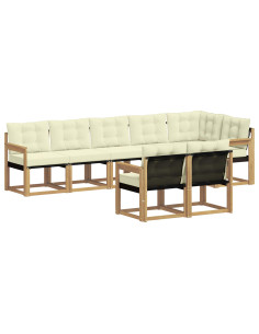 Set di divani da esterno con cuscino 8 pcs Bianco e Crema 2