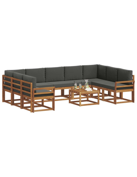 Set di divani da esterno 10 pcs Naturale e Antracite