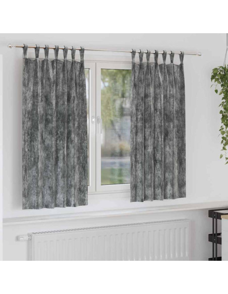Tende in Velluto con tende 2 pcs Grigio 175 x 140 cm Velluto
