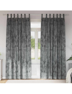 Tende in Velluto con tende 2 pcs Grigio 225 x 140 cm Velluto