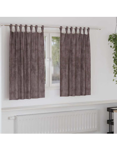 Tende in Velluto con tende 2 pcs Marrone 140 x 140 cm Velluto