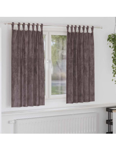 Tende in Velluto con tende 2 pcs Marrone 175 x 140 cm Velluto