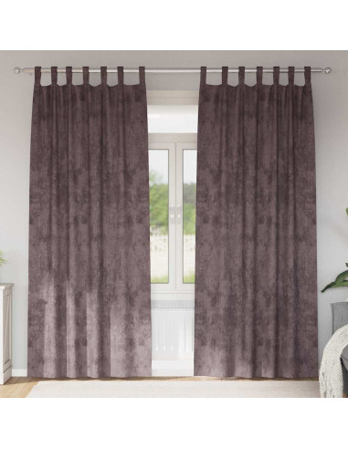 Tende in Velluto con tende 2 pcs Marrone 225 x 140 cm Velluto