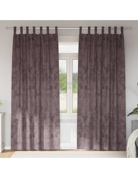 Tende in Velluto con tende 2 pcs Marrone 245 x 140 cm Velluto