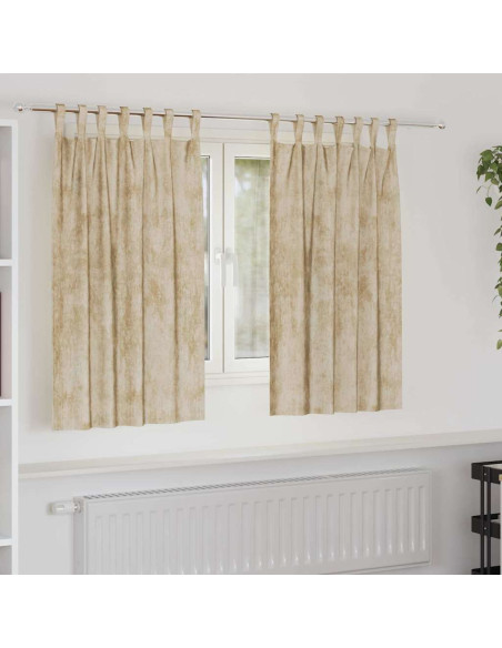 Tende in Velluto con tende 2 pcs Crema 140 x 140 cm Velluto