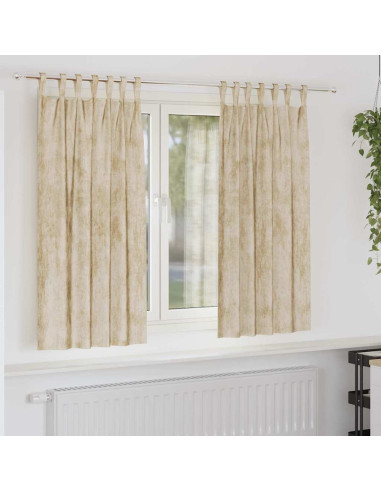 Tende in Velluto con tende 2 pcs Crema 175 x 140 cm Velluto