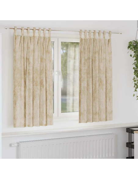 Tende in Velluto con tende 2 pcs Crema 175 x 140 cm Velluto