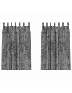 Tende in Velluto con tende 2 pcs Grigio 175 x 140 cm Velluto 2