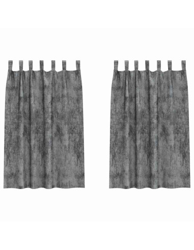 Tende in Velluto con tende 2 pcs Grigio 175 x 140 cm Velluto