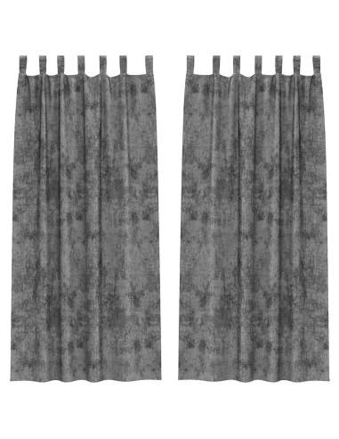 Tende in Velluto con tende 2 pcs Grigio 225 x 140 cm Velluto