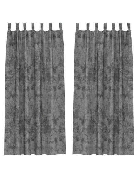 Tende in Velluto con tende 2 pcs Grigio 245 x 140 cm Velluto